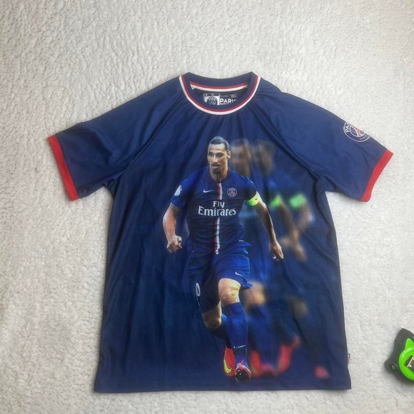 PSG zlatan ibrahimovic front and back app mens blue soccer kit futbol L - Picture 1 of 6
